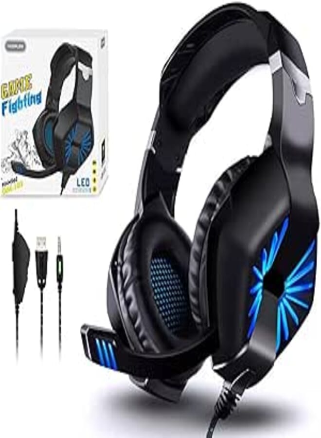 YESPLUS GM-103 | 3.5MM JACK GAMING HEADPHONE VIRTUAL SURROUND WITH BLUE LED LIGHT AND MICROPHONE FOR MOBILE PHONE, PS4